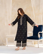 BLACK GULAB EMB 2PC SET