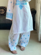 WINTER WHITE/BLUE 3PC ( FARSHI SHALWAR)