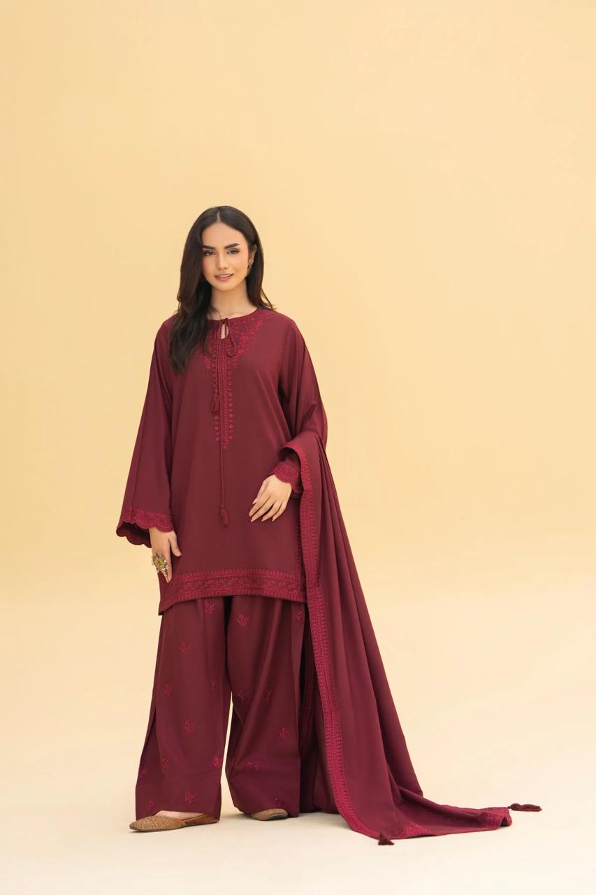 MEHERZA 3PC WITH SHAWAL ( FARSHI SHALWAR )