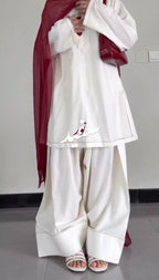 WHITE HEART 3PC ( FARSHI SHALWAR )